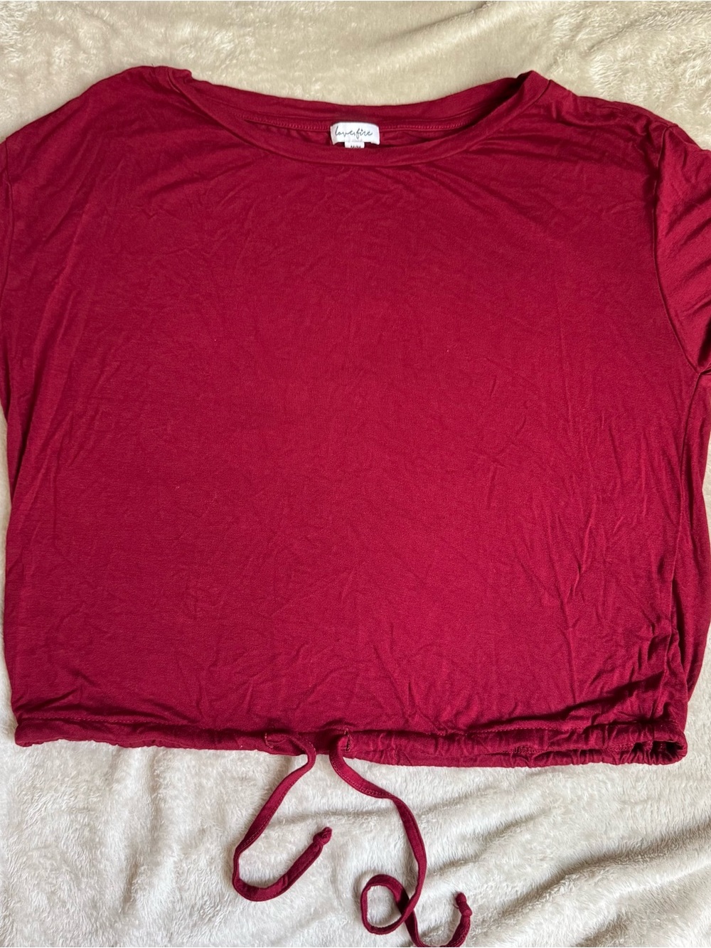 love, Fire Burgundy Drawstring Crop Top